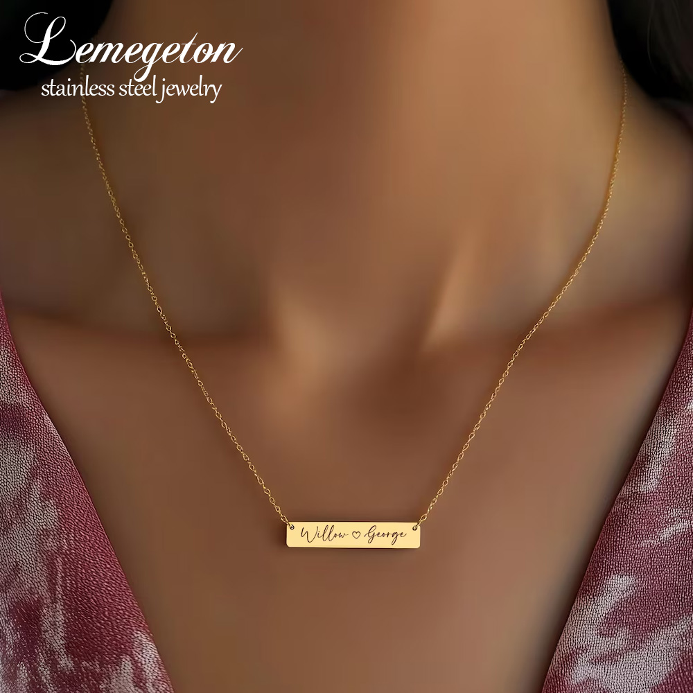 Handwriting Necklace Bar - Spersonalizowany minimalistyczny naszyjnik z imieniem, wisiorek